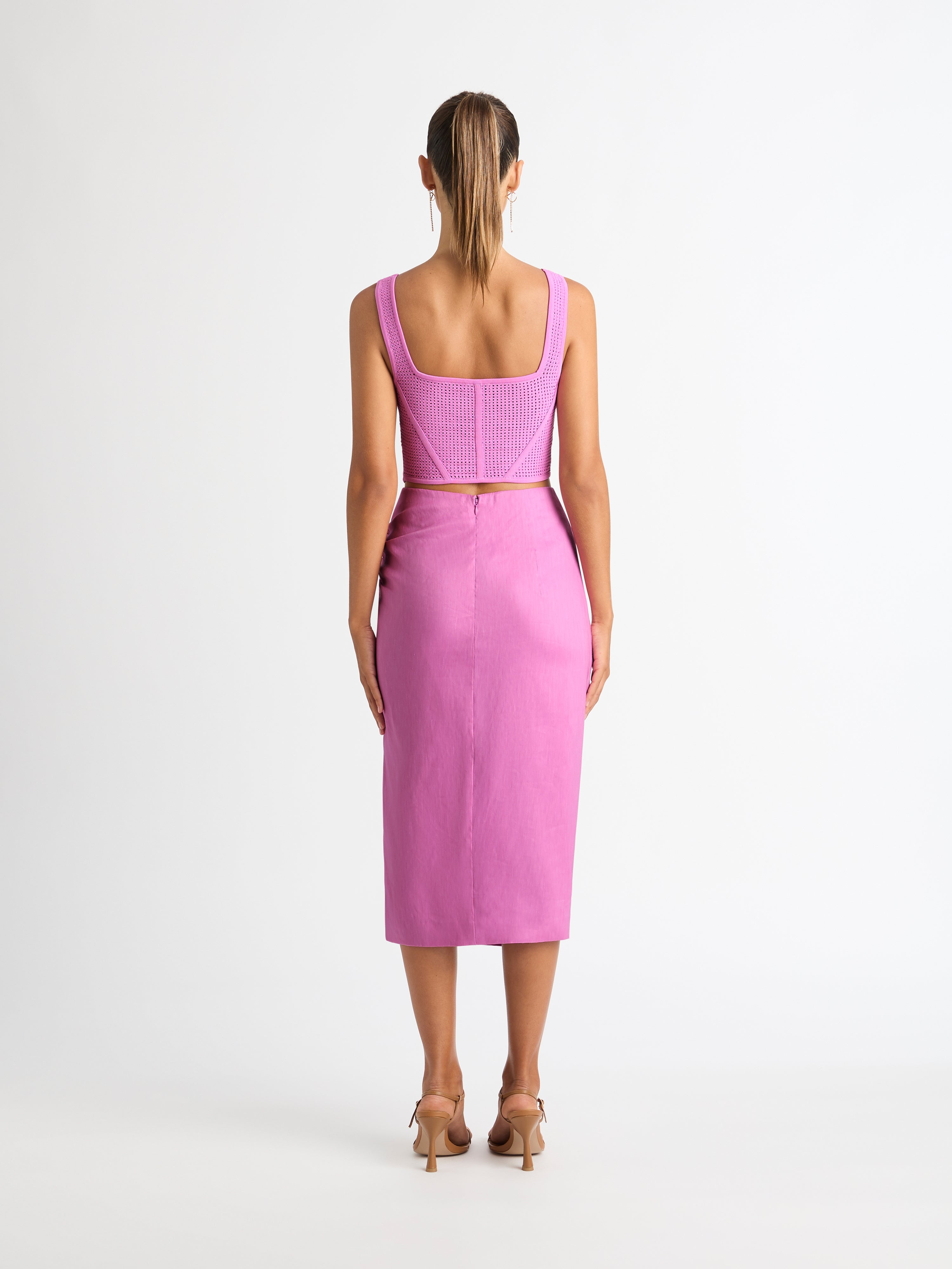 Boardwalk Skirt Pink Pencil Skirt Midi SHEIKE