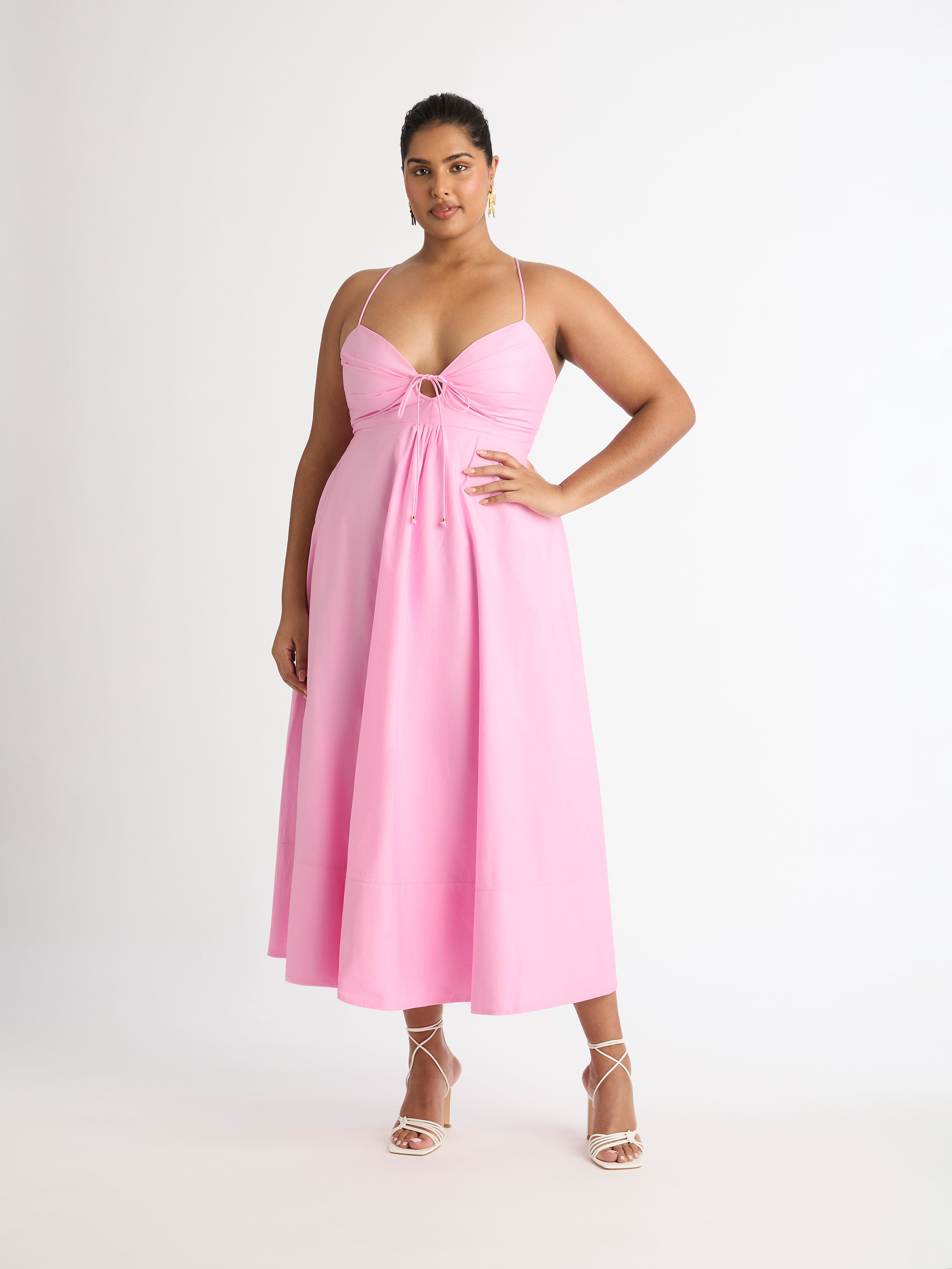 Isabel Midi Dress Pink Multiway Straps SHEIKE