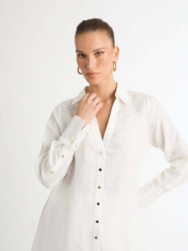 Jamie cotton/linen shirt - White –