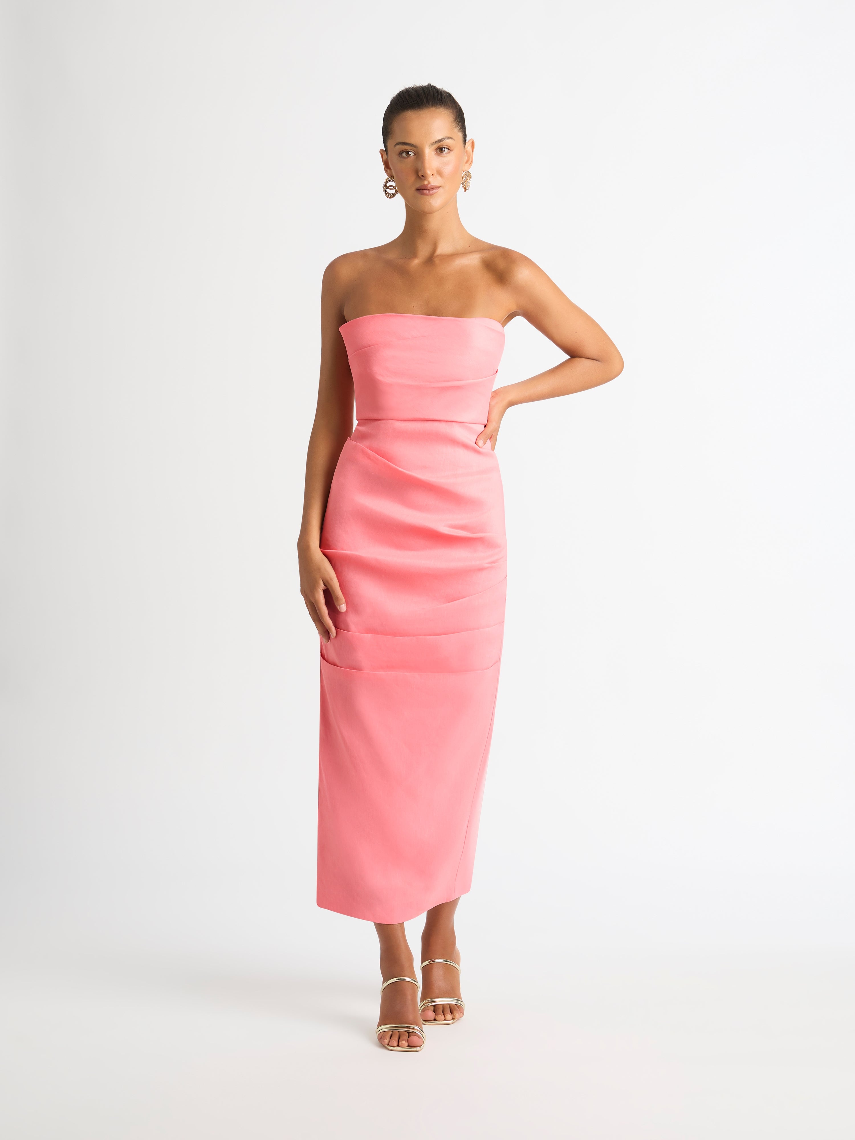 Isola Dress Pink Structured Evening Dress SHEIKE