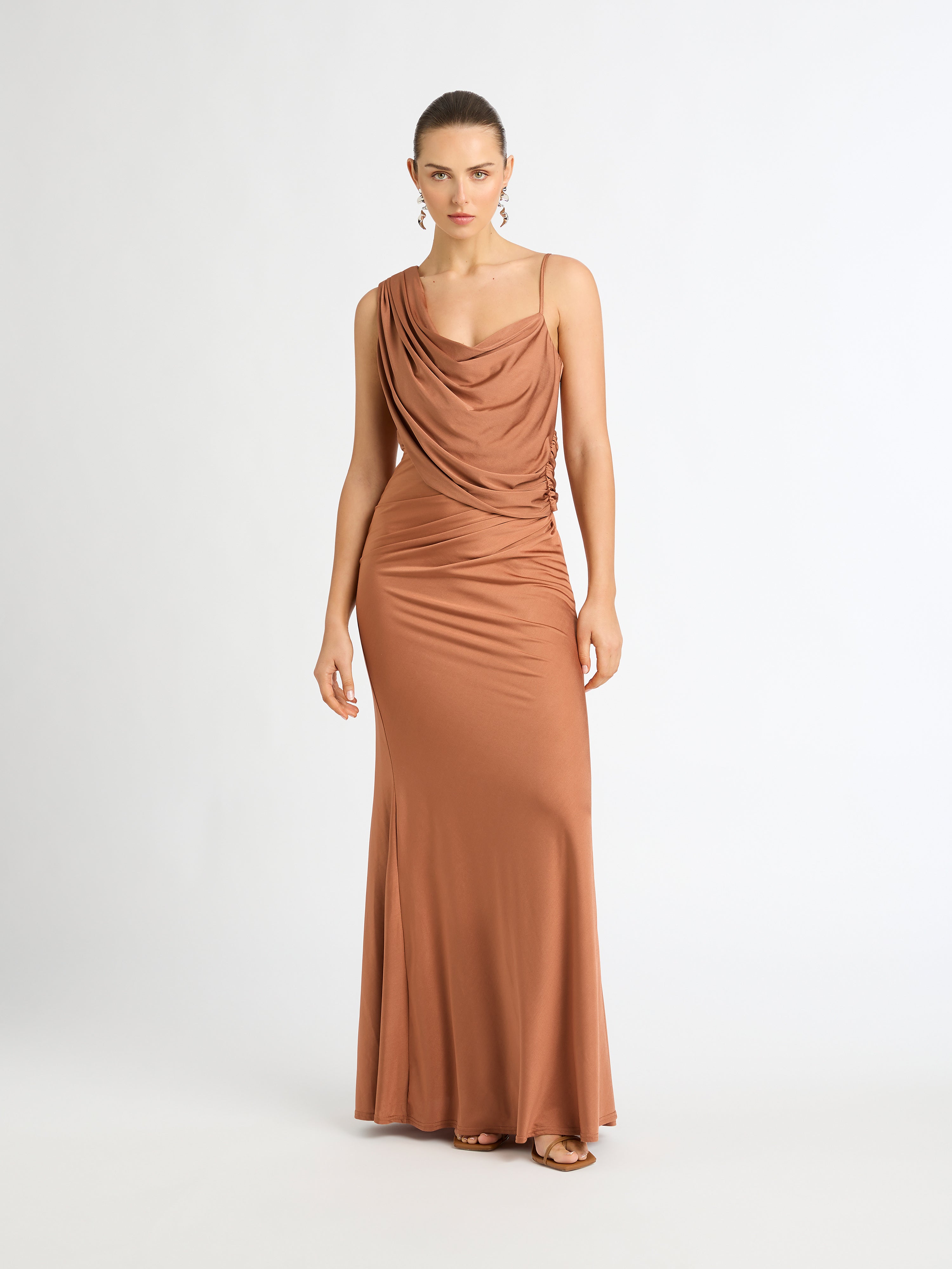 Solange Maxi Dress Cinnamon Evening Dress SHEIKE