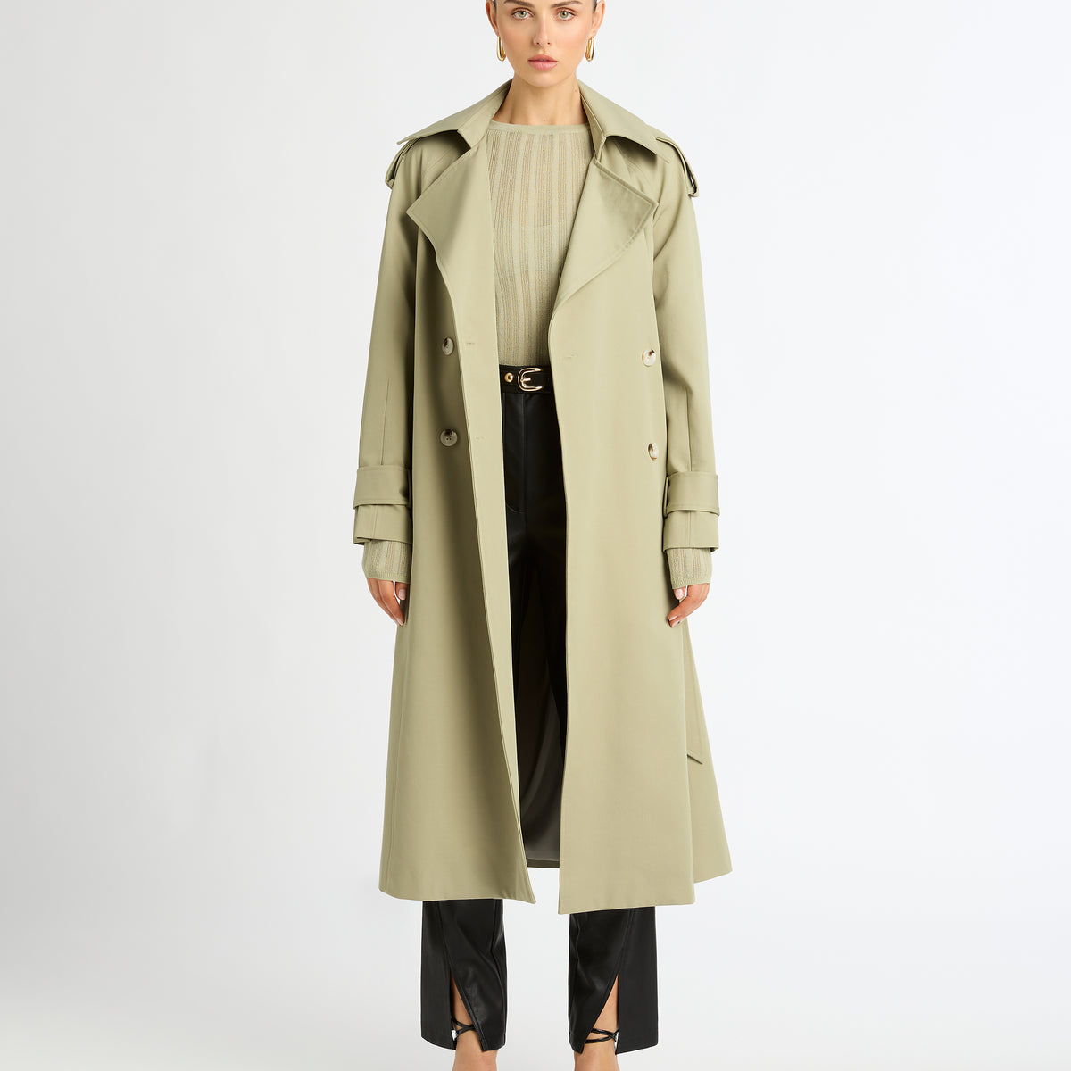Ivy Trench Coat Light Olive | Tailored Trench | SHEIKE