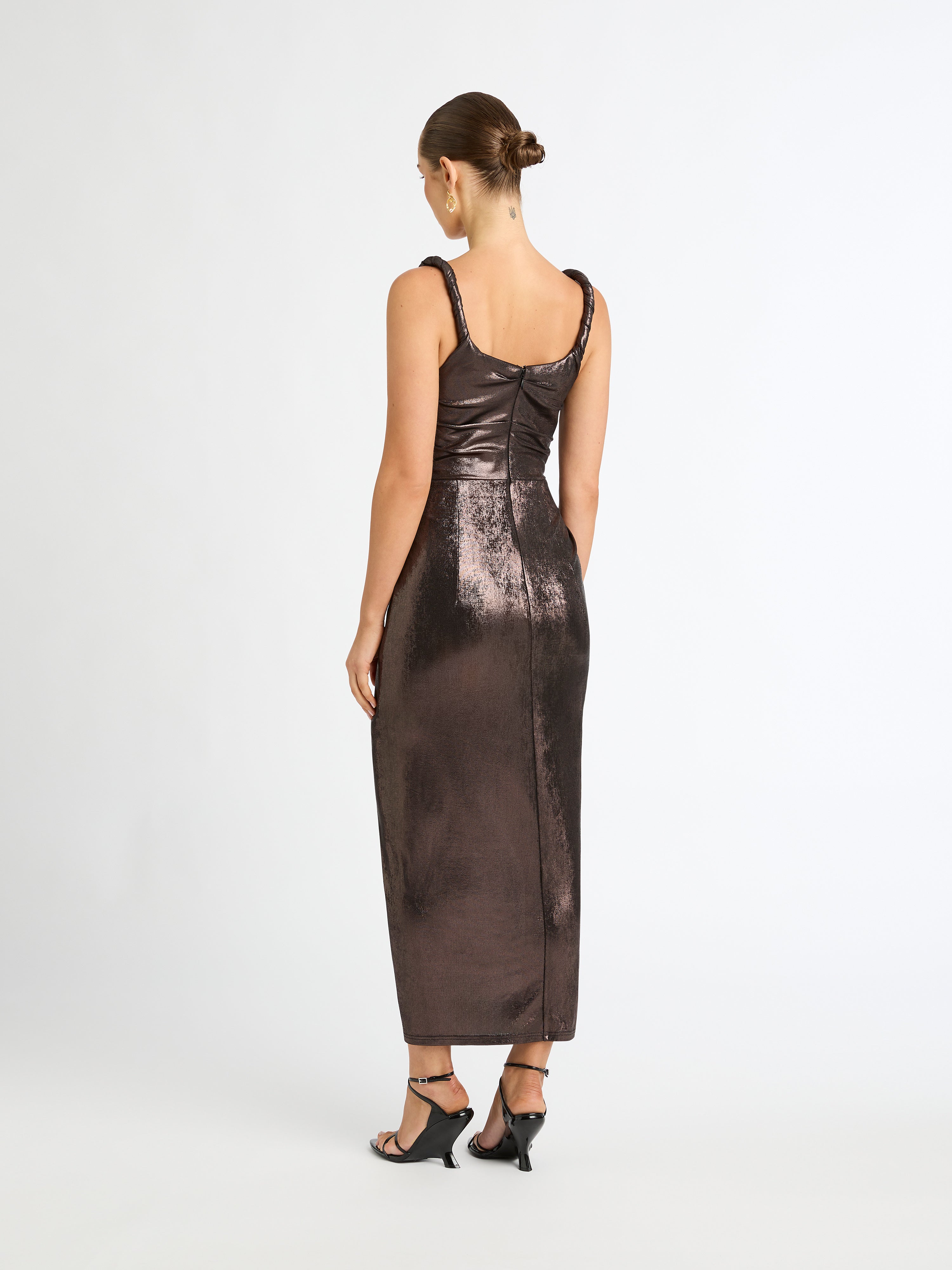 Celine Midi Dress Bronze Evening Dress SHEIKE