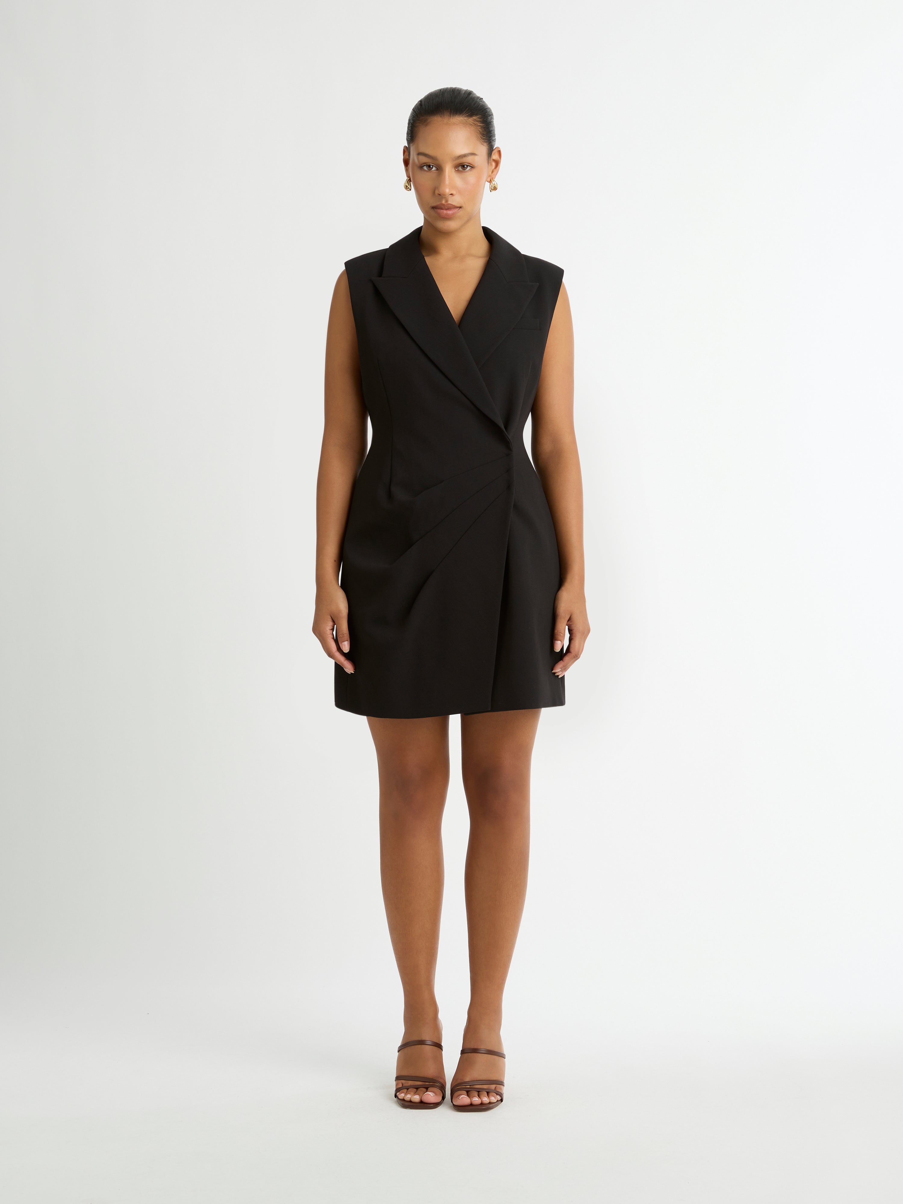 Boston Dress Black Sleeveless Blazer Dress SHEIKE