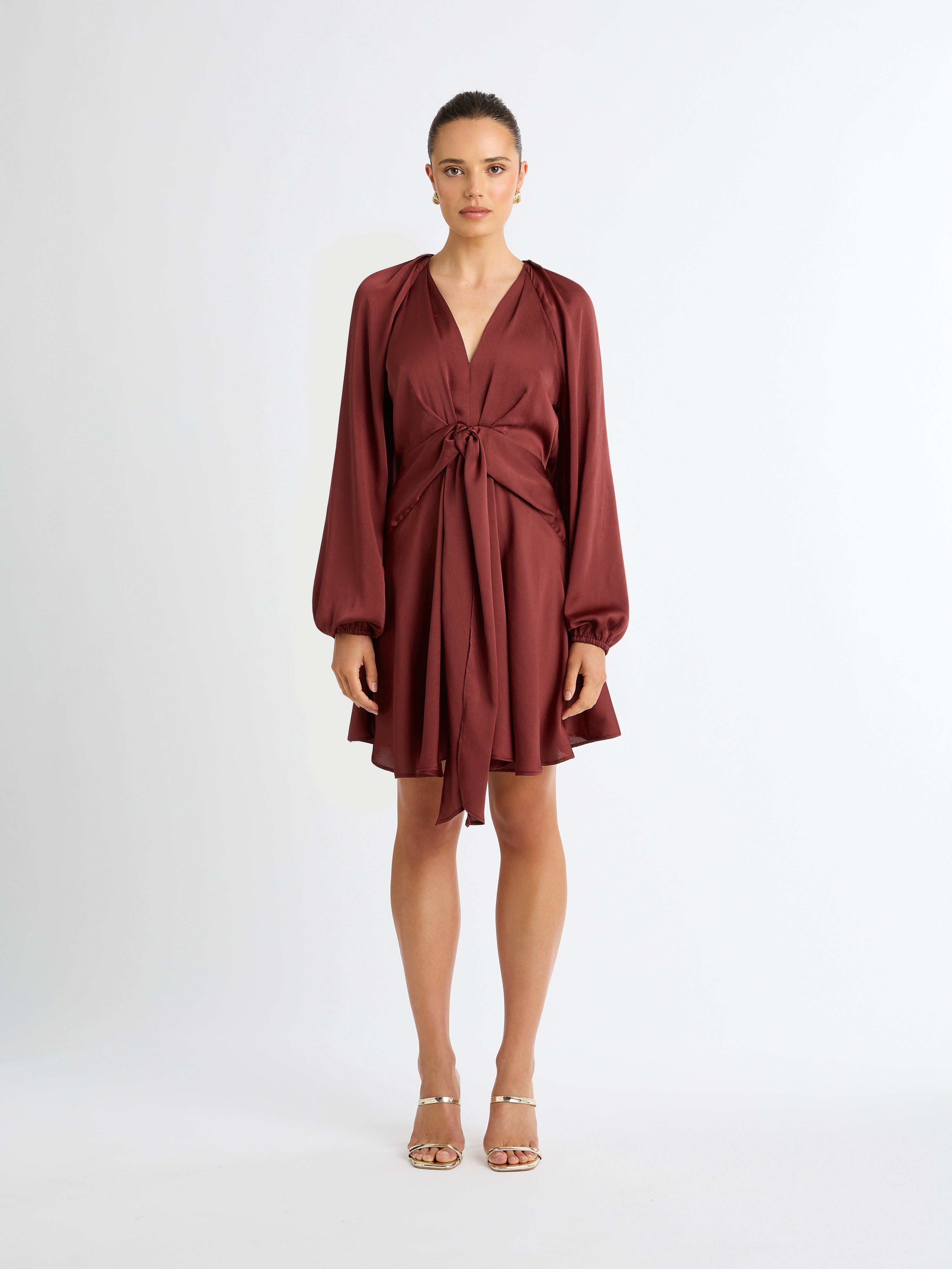 Academy Mini Dress Burgundy | Long Sleeve Mini | SHEIKE