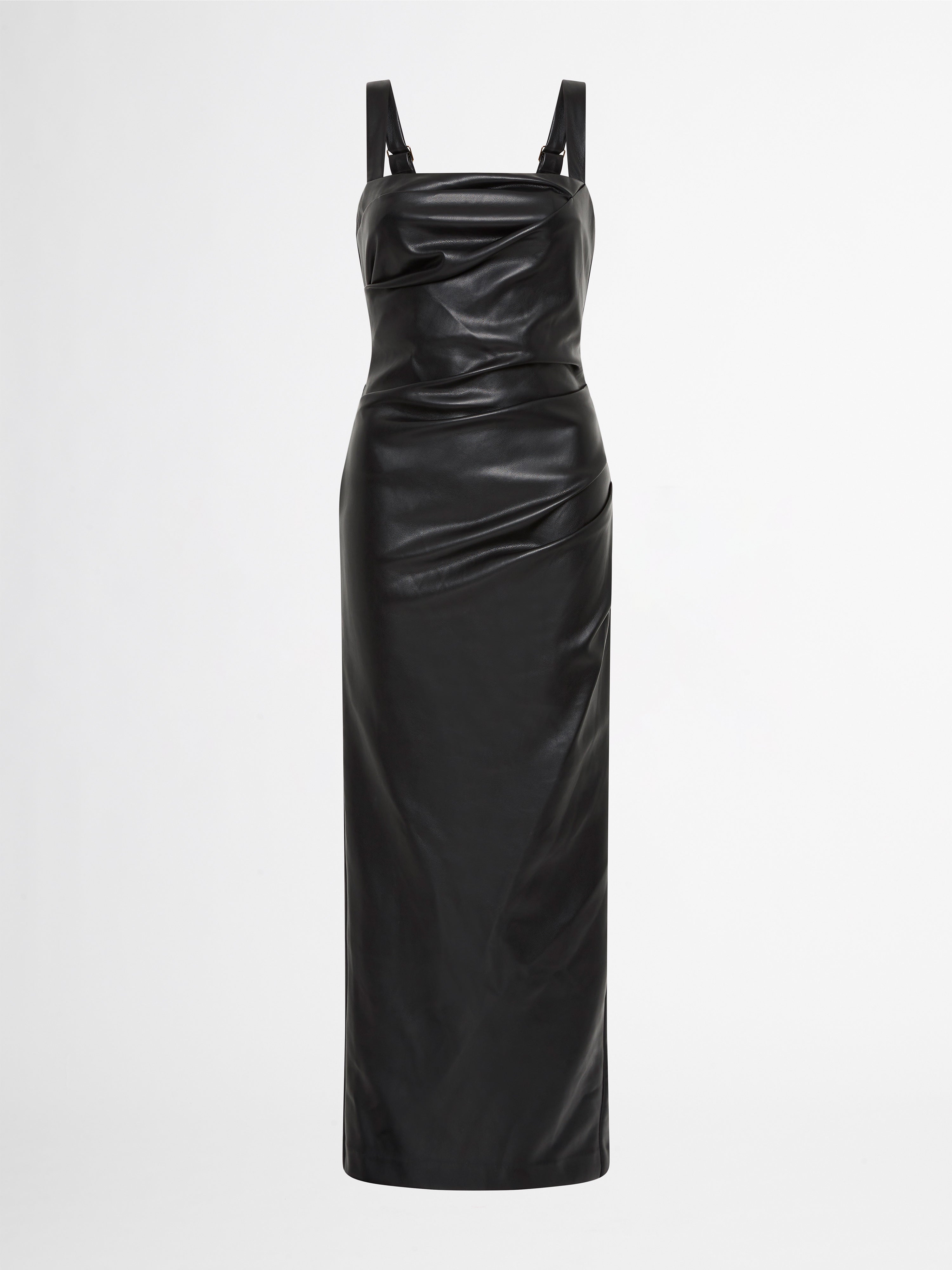 Amsterdam Maxi Dress Black Faux Leather Dress SHEIKE