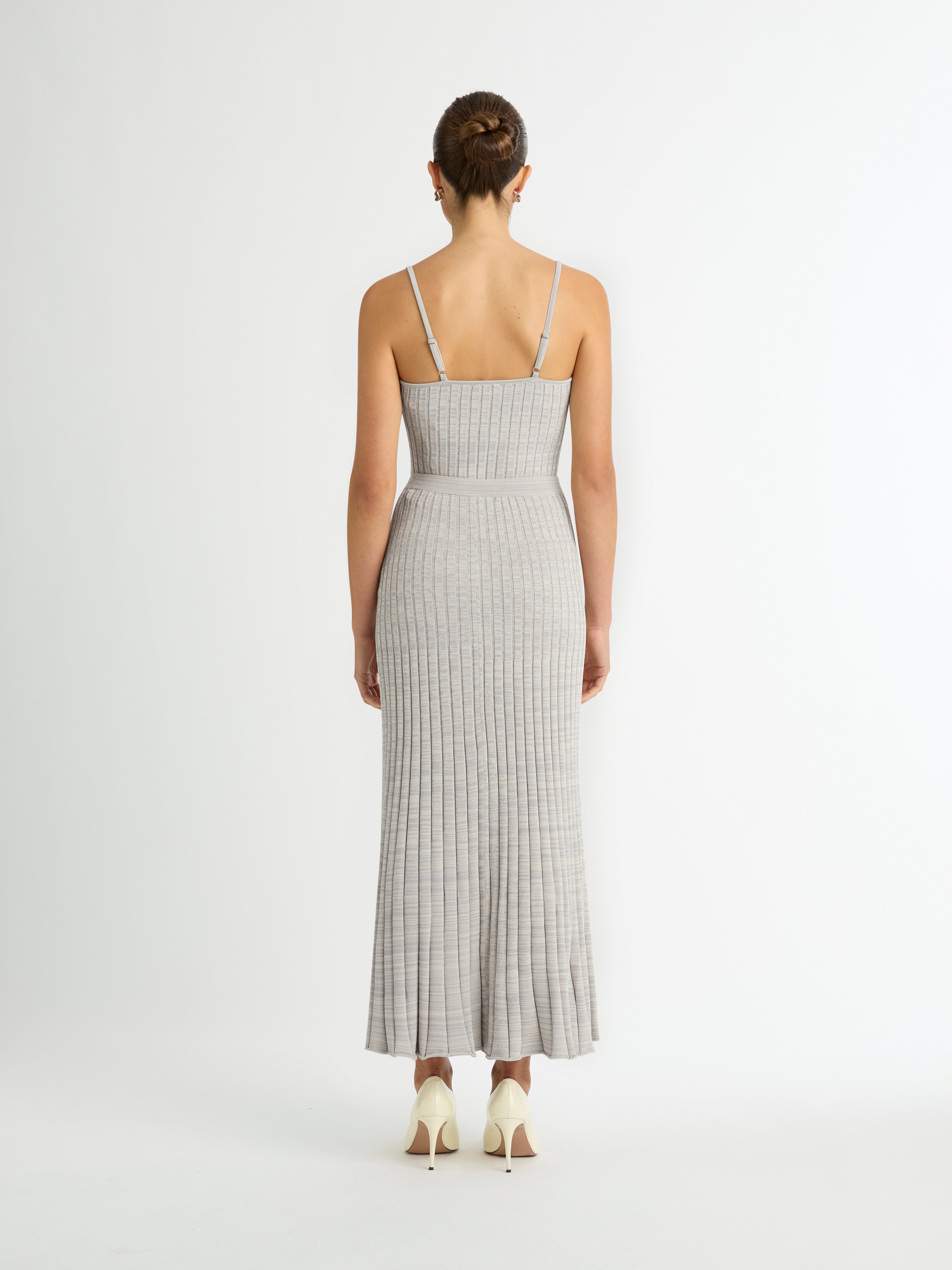 Grey ribbed knit midi skirt hot sale
