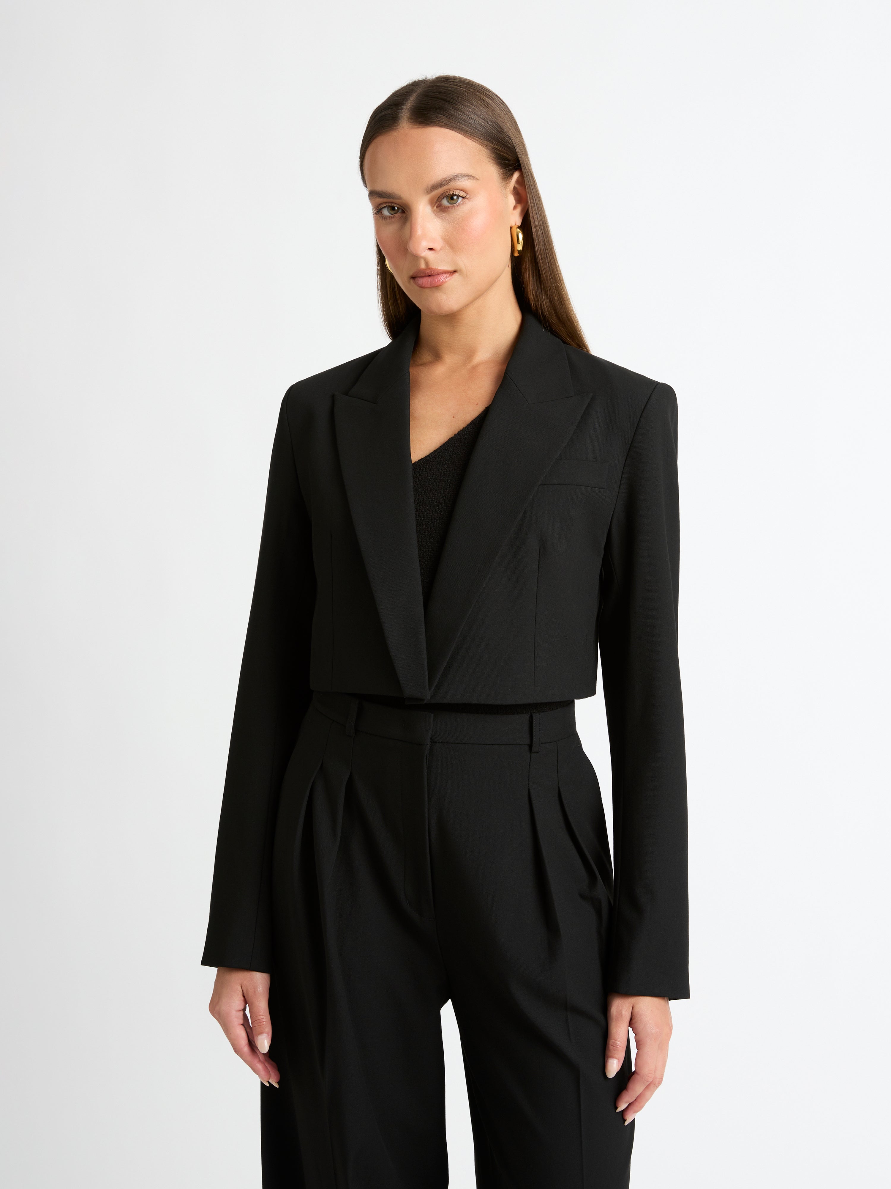 Bradshaw Cropped Blazer Black Tailored Jacket SHEIKE