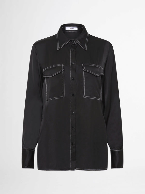 MYSTERIOUS SHIRT IN BLACK WITH CONTRAST STITCHING GHOST IMAGE
