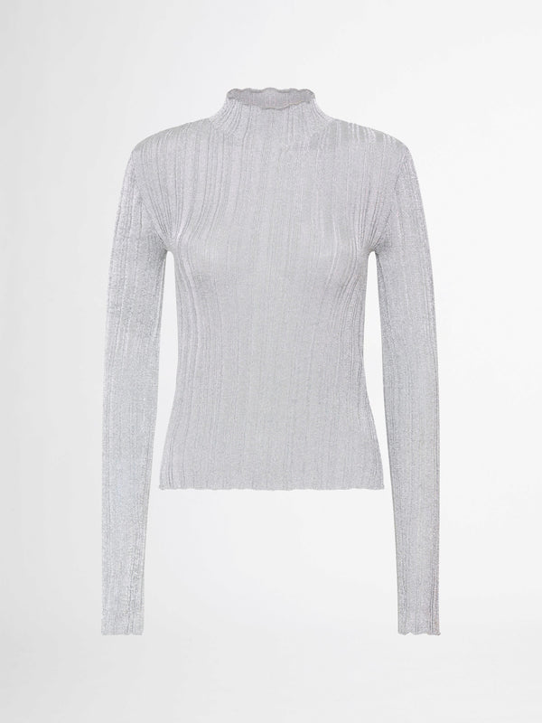 FORTUNE KNIT TOP IN SILVER GHOST IMAGE