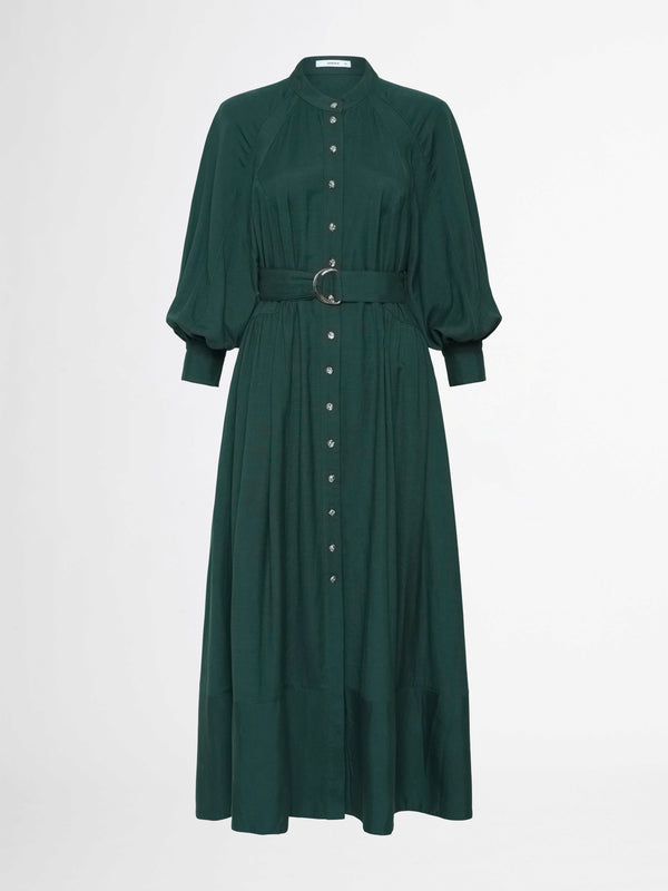 PIPER DRESS IN FOREST GREEN GHOST IMAGE