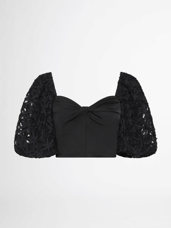 DEVOTION CROPPED TOP IN BLACK LACE GHOST IMAGE