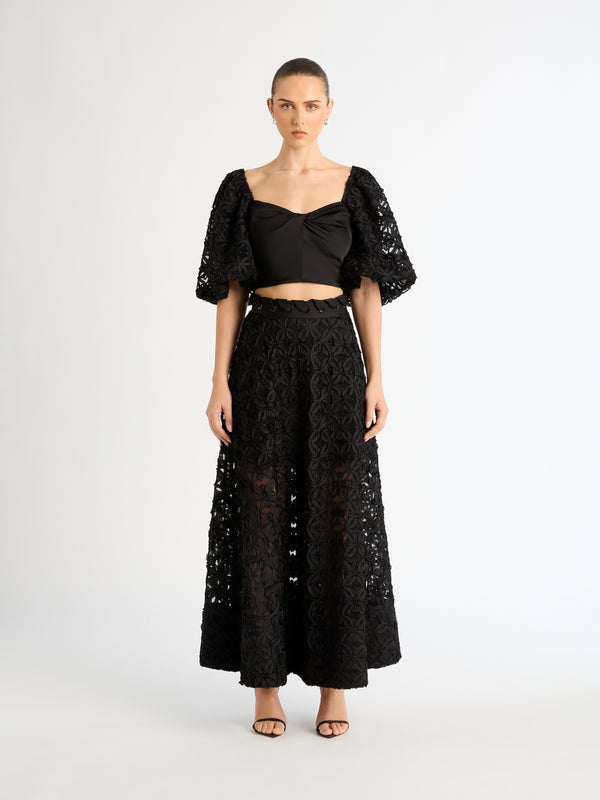 DEVOTION CROPPED TOP IN BLACK LACE FRONT IMAGE