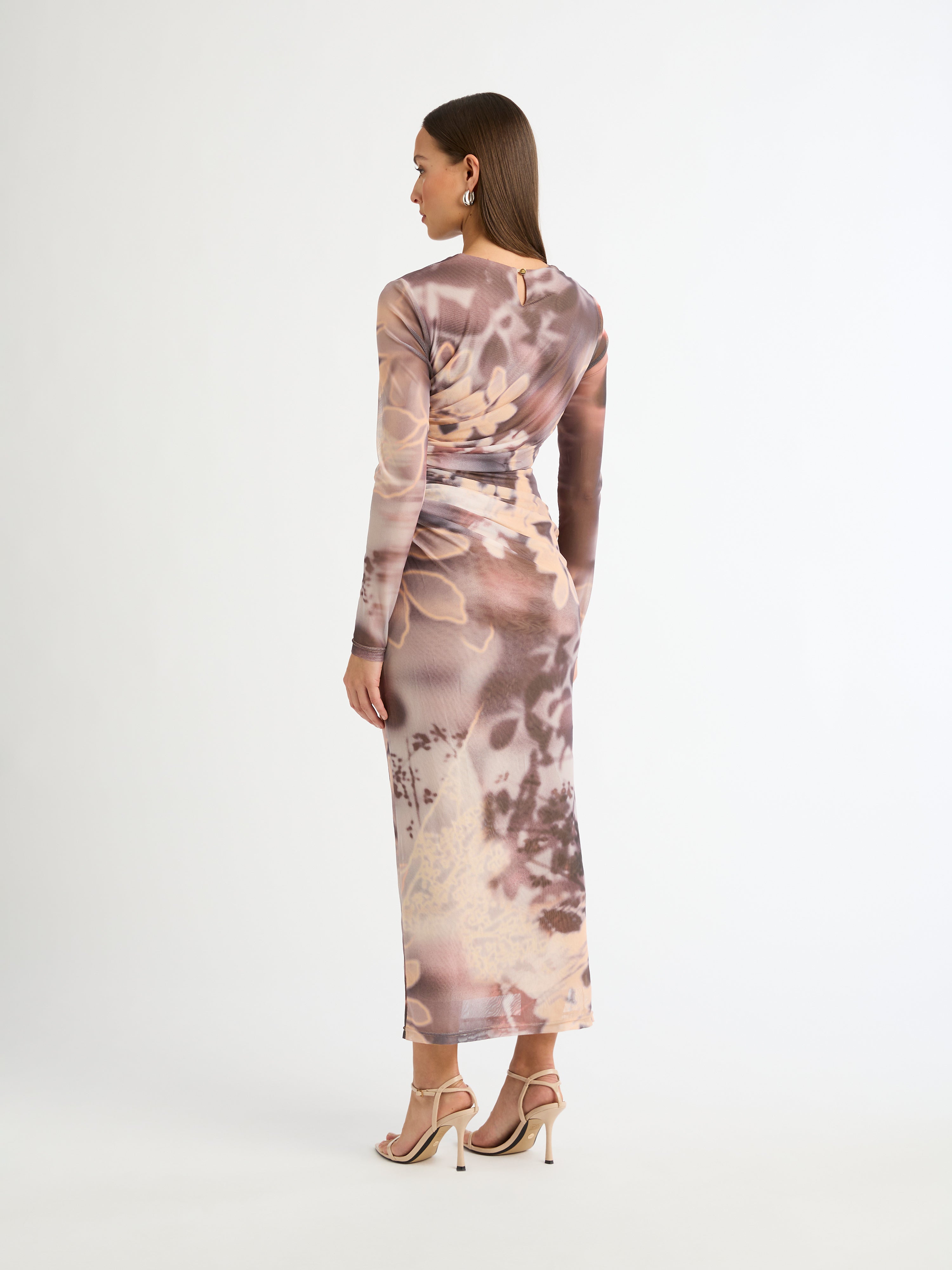 Moondancer Mesh Dress Print Long Sleeve Dress SHEIKE