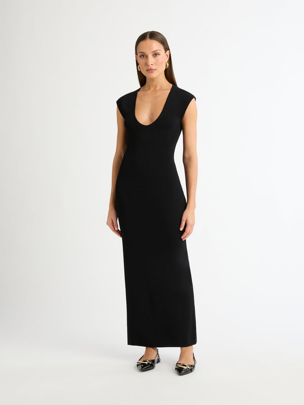 SERENITY KNIT DRESS BLACK FRONT IMAGE 