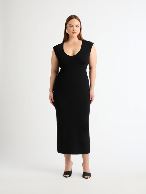 SERENITY KNIT DRESS BLACK FRONT IMAGE SOPHIA