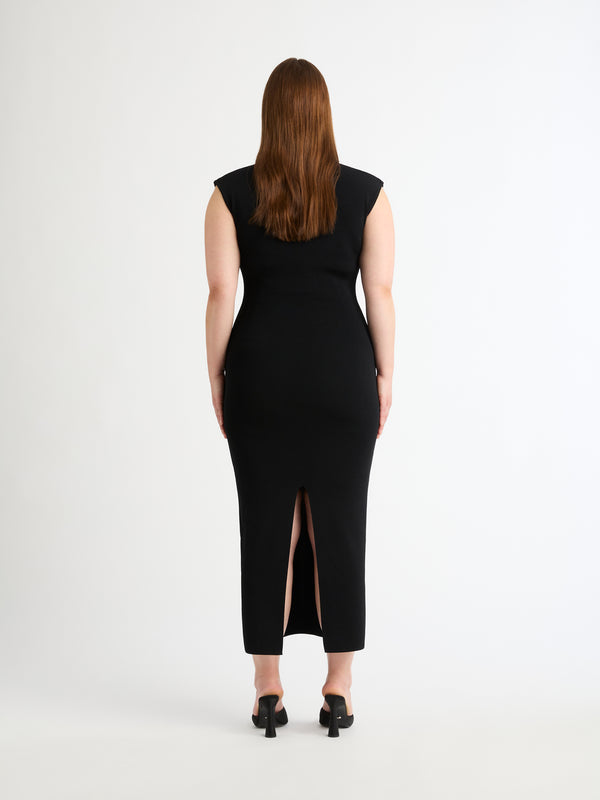 SERENITY KNIT DRESS BLACK BACK IMAGE SOPHIA