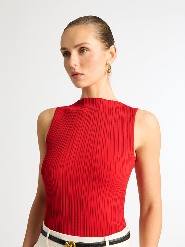 BRYON KNIT TOP RED DETAIL IMAGE