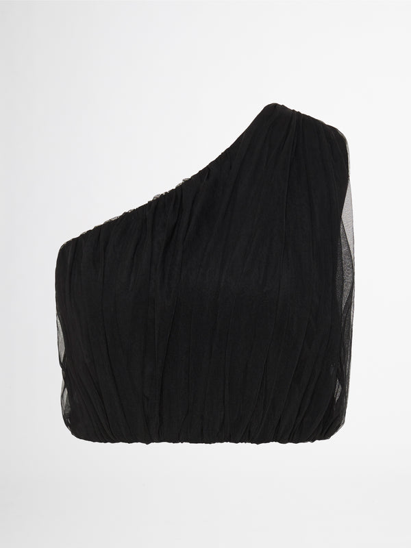 ARIELLA TULLE TOP IN BLACK GHOST IMAGE