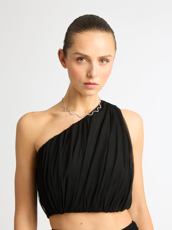 ARIELLA TULLE TOP IN BLACK DETAIL IMAGE