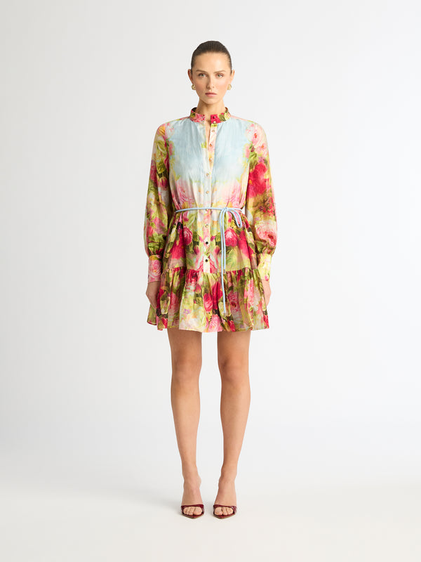 ALLORA LONG SLEEVE MINI FLORAL PRINT DRESS FRONT IMAGE