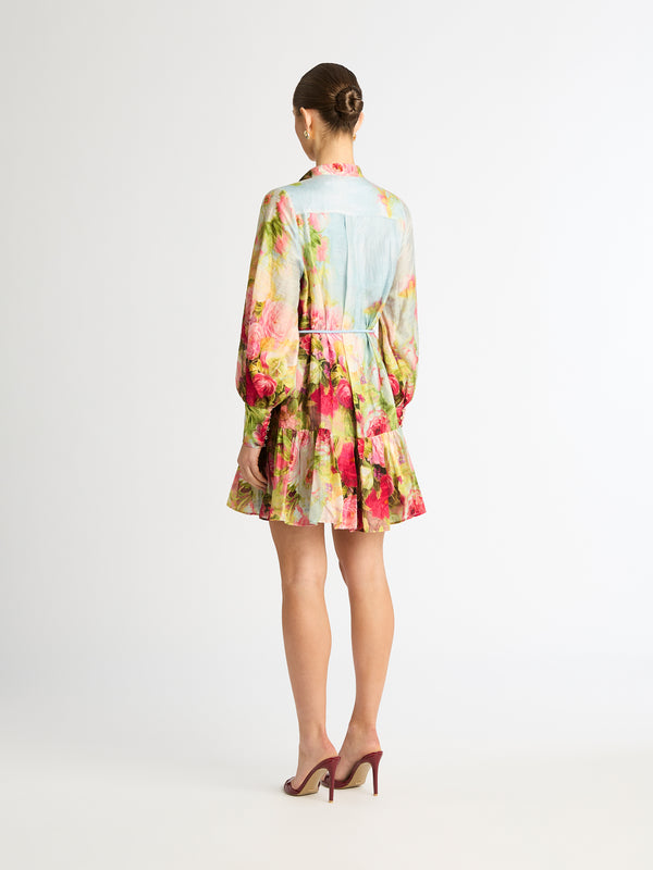 ALLORA LONG SLEEVE MINI FLORAL PRINT DRESS BACK IMAGE