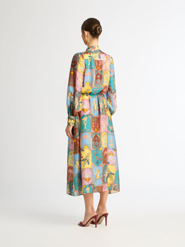 MYSTIC TAROT MIDI DRESS PRINT BACK IMAGE