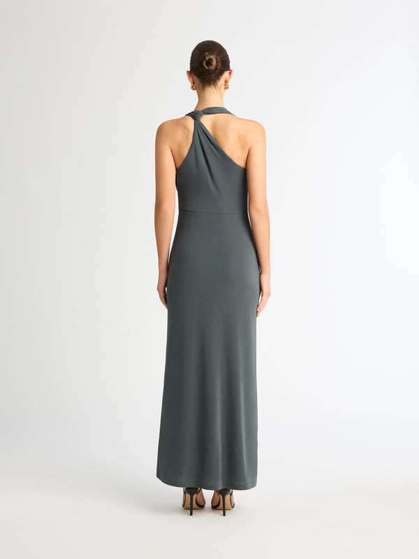 NICOLA JERSEY GOWN IN ANTHRACITE BACK IMAGE