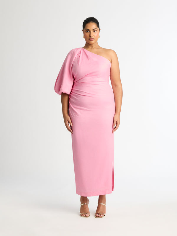 IVY MAXI DRESS PINK FRONT IMAGE SHANAYA