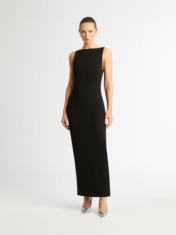 PENELOPE MAXI DRESS BLACK FRONT IMAGE