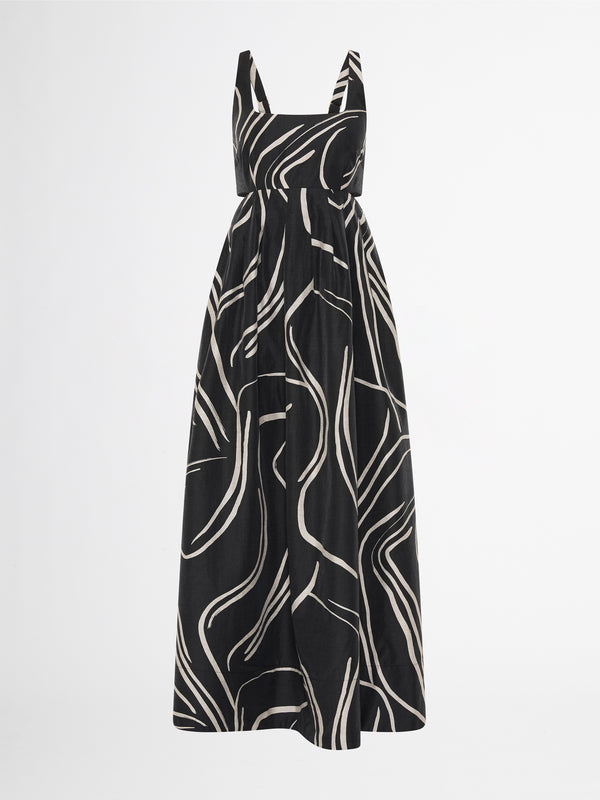 FIGURE DANCER MIDI DRESS IN ABSTRACT PRINT GHOST IMAGE