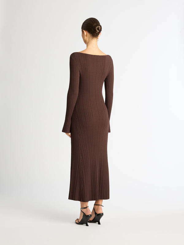 BONNIE KNIT DRESS CHOCOLATE BACK IMAGE