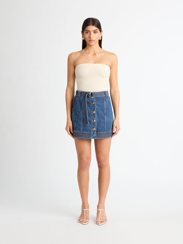 Size8 SHEIKE Francesca Mini Skirt Blue Denim 1006917 Front Image