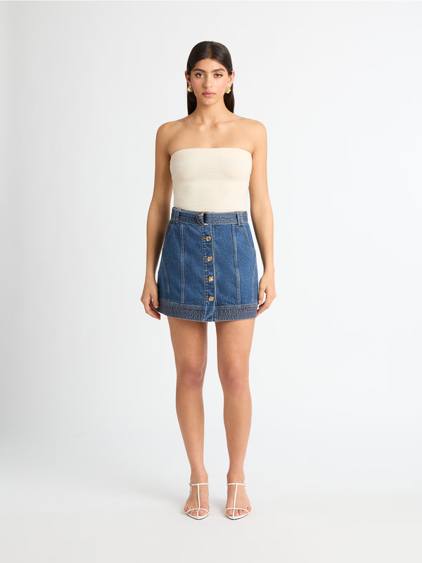 SHEIKE Francesca Mini Skirt Blue Denim 1006917 Front Image Styled