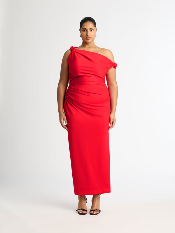 LUDLOW MIDI DRESS RED FRONT IMAGE SHANAYA