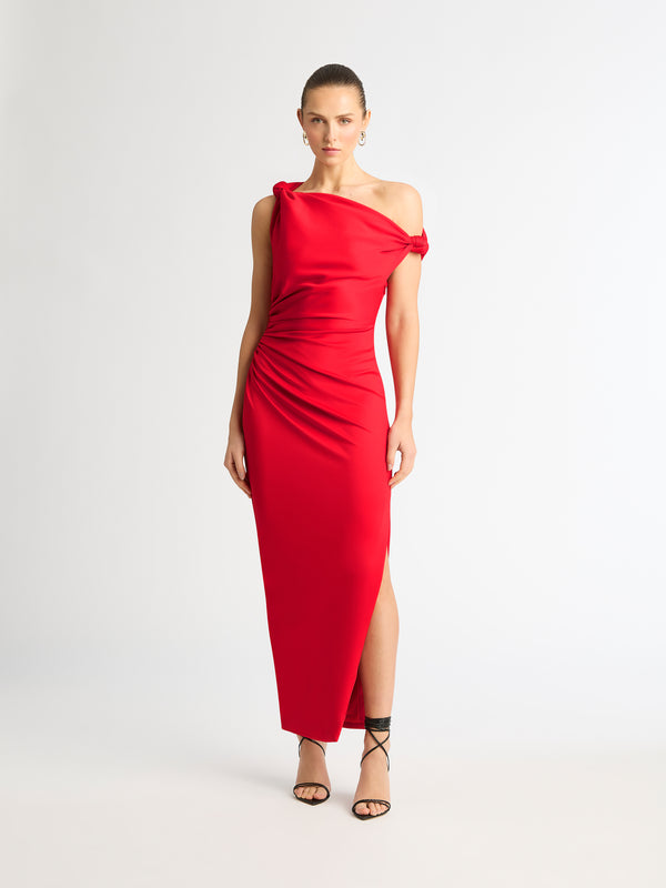 LUDLOW MIDI DRESS RED FRONT IMAGE STYLED