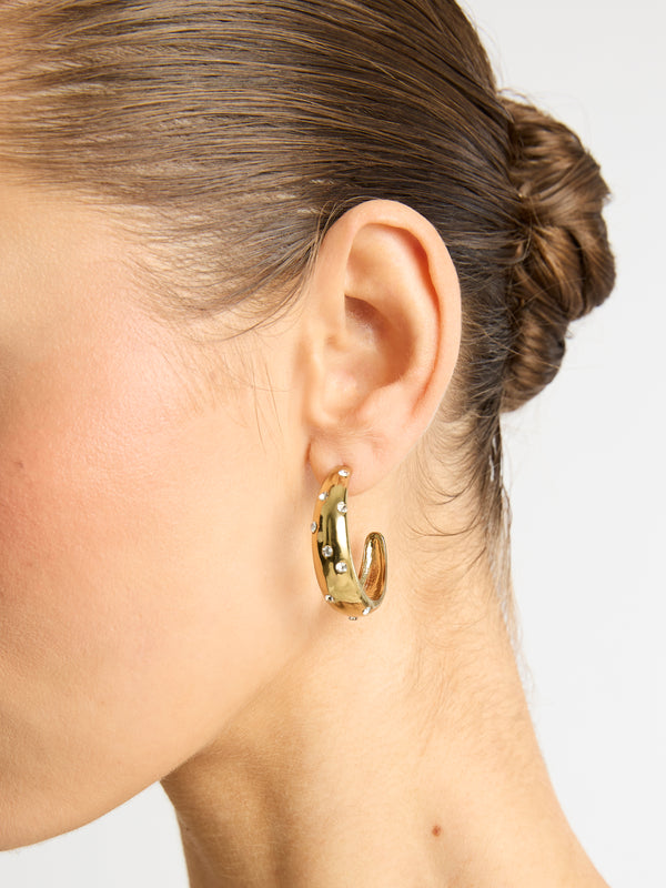 CELESTIAL HOOP EARRINGS GOLD MODEL IMAGE