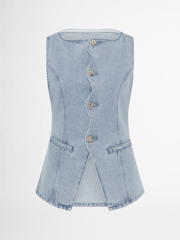 SHEIKE Lainey Denim Vest Denim 1007005 Ghost Image