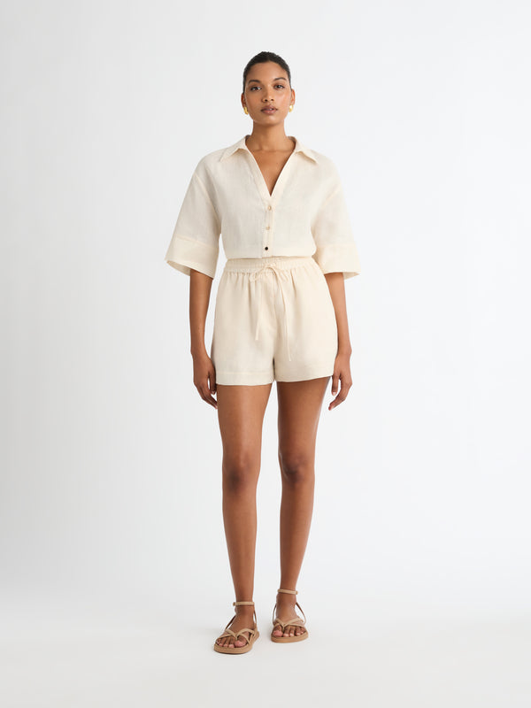 SHEIKE Leo Linen Short Sand 1007068 Front Image Styled