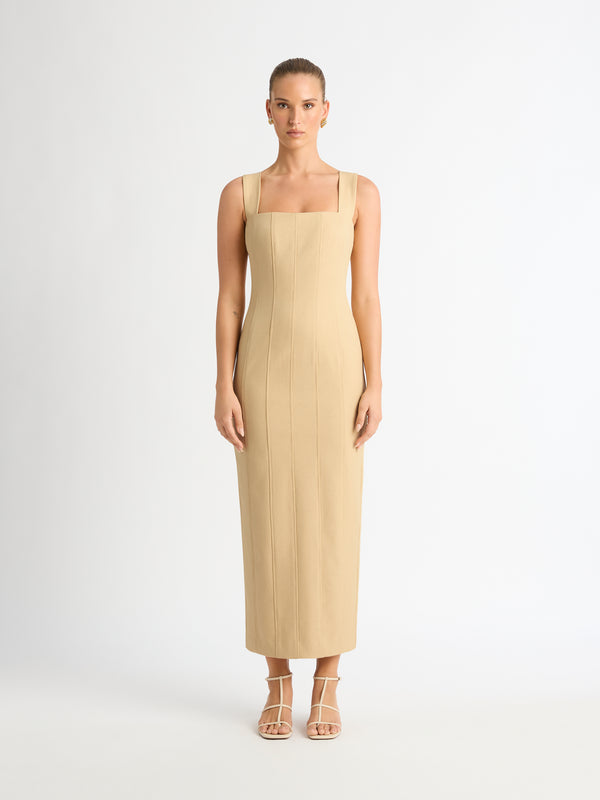 Size8 SHEIKE Liaison Midi Dress Sand 1007110 Front Image