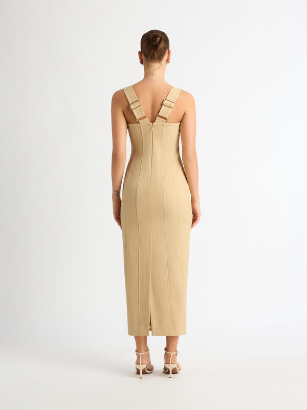 SHEIKE Liaison Midi Dress Sand 1007110 Back Image