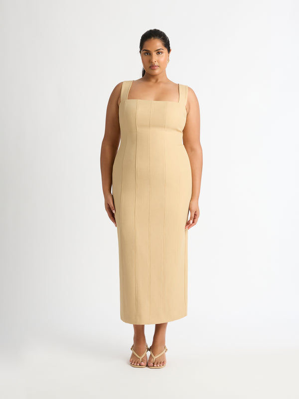 Size16 SHEIKE Liaison Midi Dress Sand 1007110 Front Image