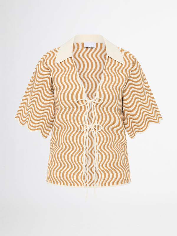 SHEIKE Wavy Knit Shirt Tan 1007143 Ghost Image