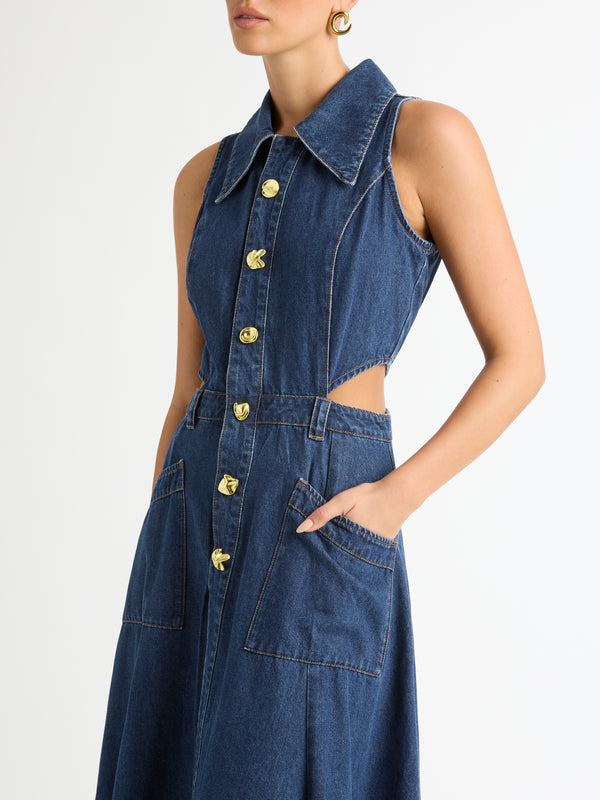 SHEIKE Maeve Denim Maxi Dress Blue 1007155 Detail Image