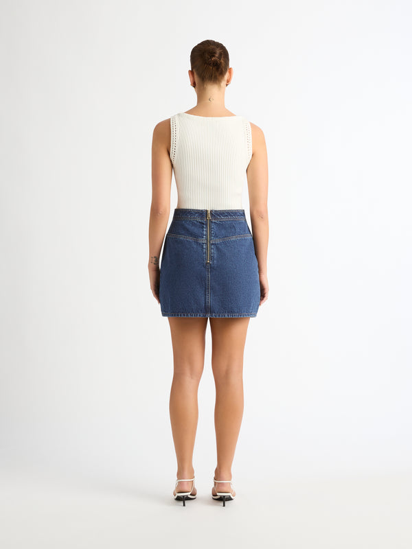 SHEIKE Republic Mini Skirt Blue Denim 1007162 Back Image