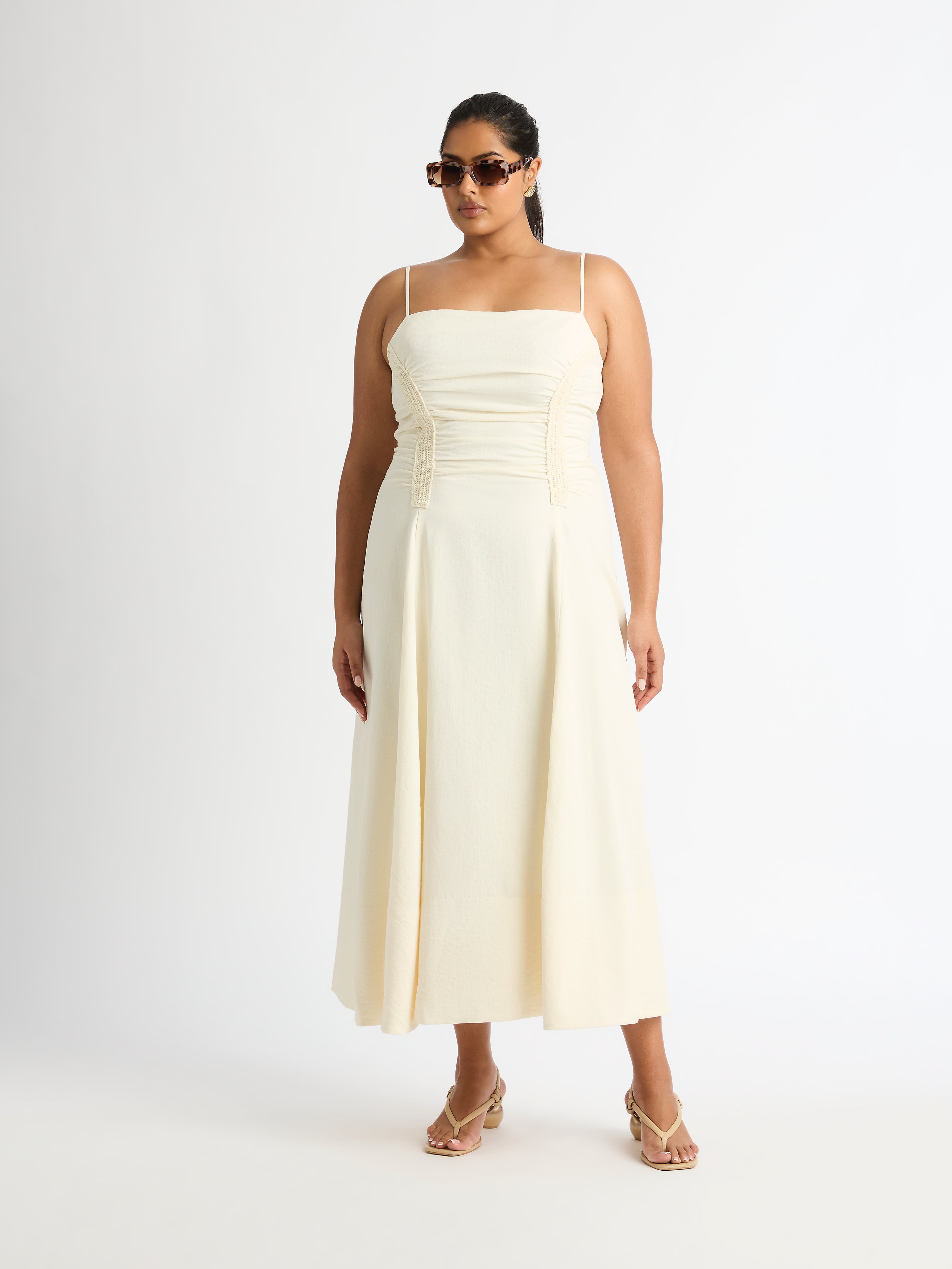 Sahara Midi Dress Oatmeal A line Midi SHEIKE