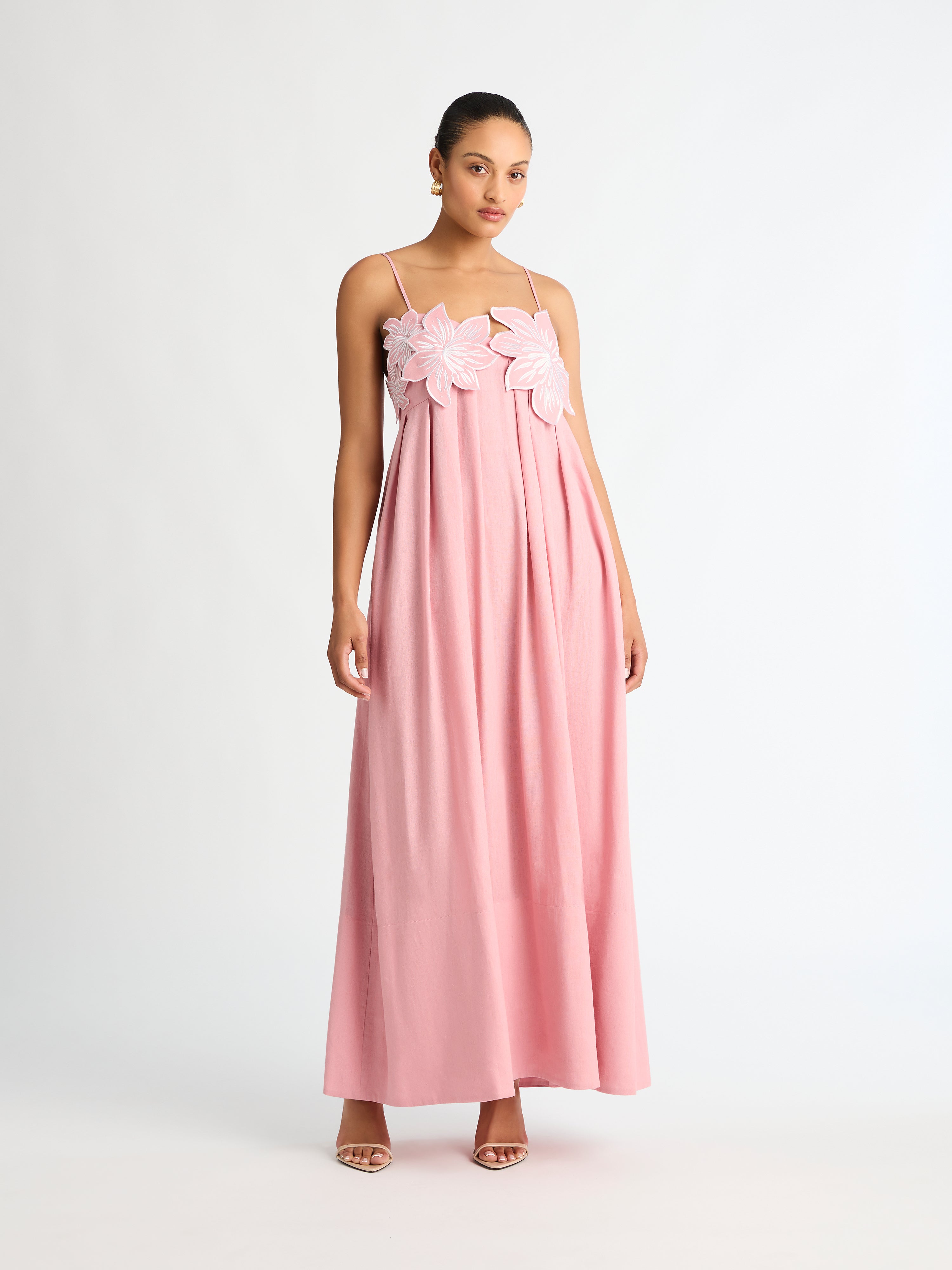 Lotus Maxi Dress Pink Embroidered Maxi Dress SHEIKE