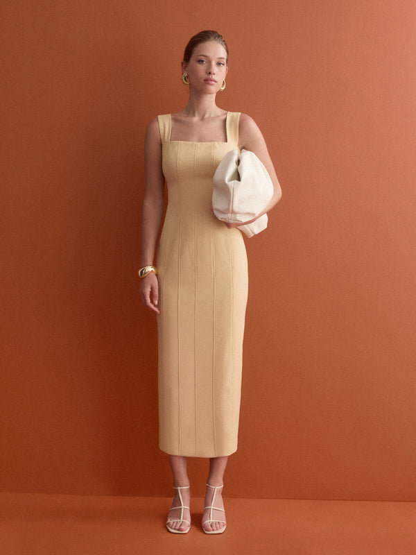 SHEIKE Liaison Midi Dress Sand 1007110 Campaign Image