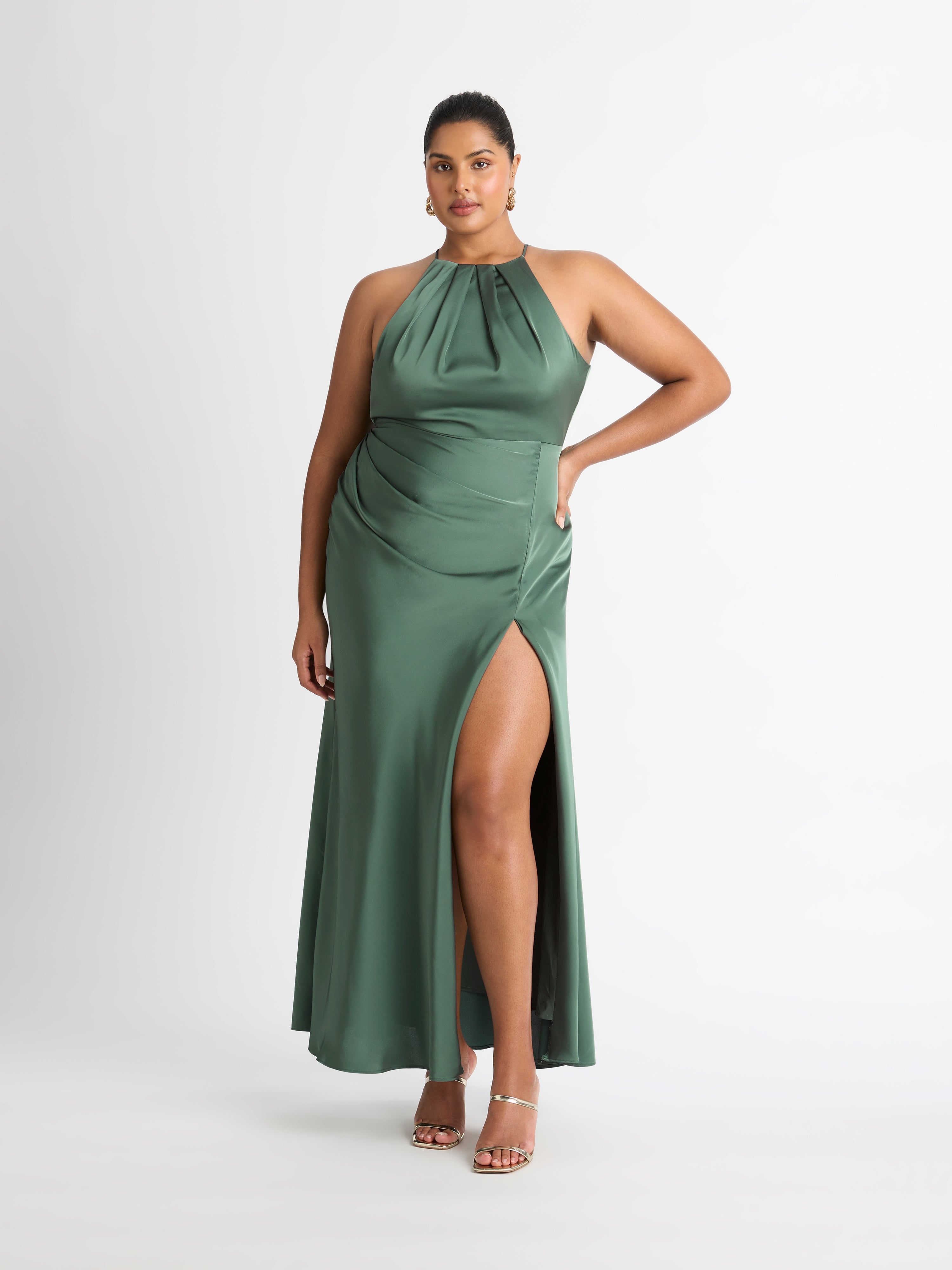 PALOMA DRESS Paloma Dress Sage Satin Evening Dress SHEIKE