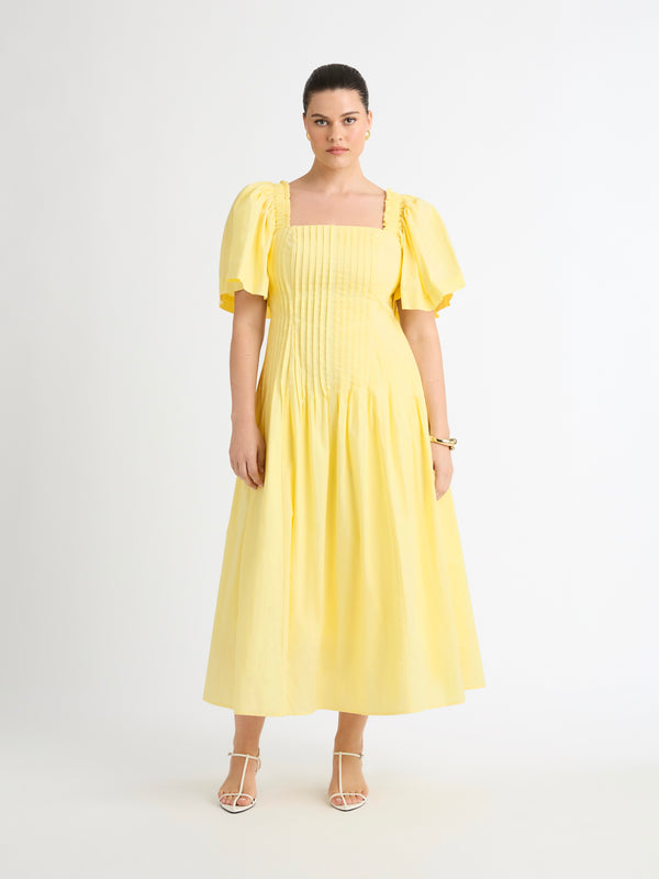 Size12 SHEIKE Colette Midi Dress Yellow 1006997 Front Image